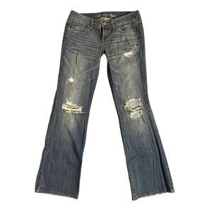 American Eagle Women Favorite Boyfriend Fit Size 6 Distressed Medium Wash Denim